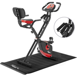 Складаний велотренажер KM Fit 2в1 з LCD-дисплеєм, 16 рівнів навантаження, сенсором пульсу, килимком та тримачем для телефону