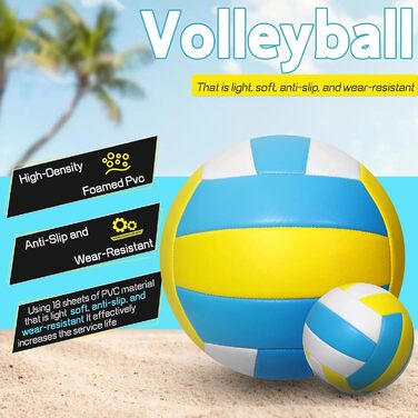 Волейбольний м'яч для пляжу та залу: тренувальний, розмір 5, з рюкзаком та насосом
