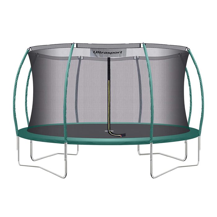 Трамплін Ultrasport Deluxe Outdoor для дітей Ø 244/305/366/460 см, до 150 кг, повний комплект: сітка, сходи, захист краю, монтажний набір