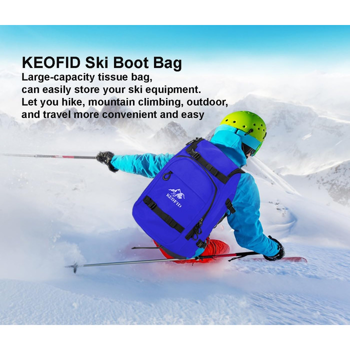 Чохол для лиж KEOFID: універсальний, 50L, для жінок та чоловіків, синій
