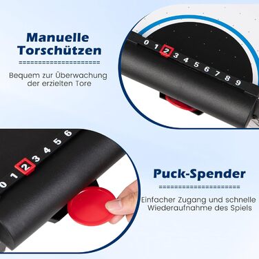 COSTWAY Аерохокейний стіл 42 дюйми з електронним LED-табло, 2 шайби, 2 ручки, 2 цілі, 106,5 x 53,5 x 30,5 см