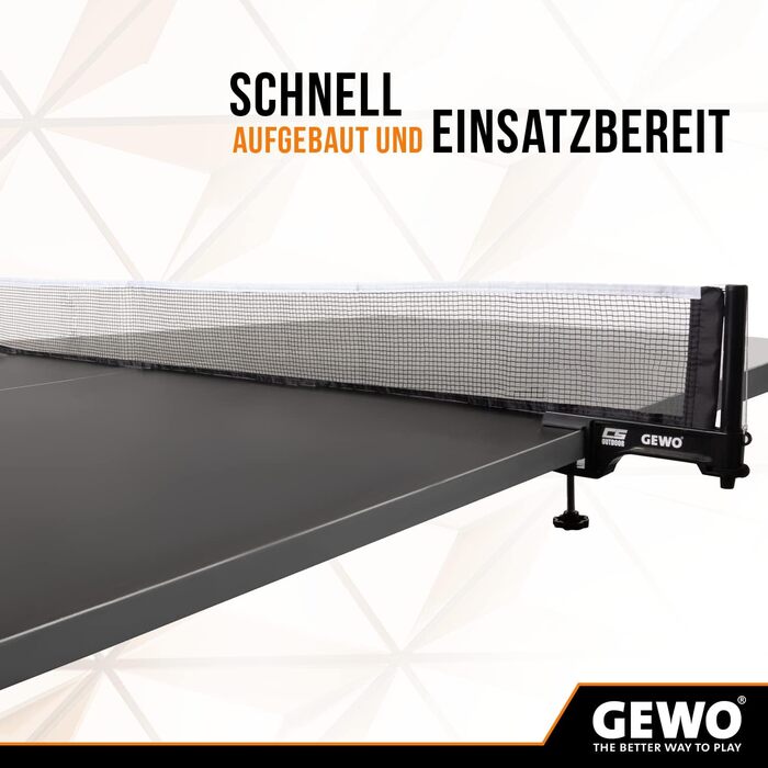 Сітка для настільного тенісу GEWO CS Outdoor - міцна, для вулиці, з регулюванням висоти