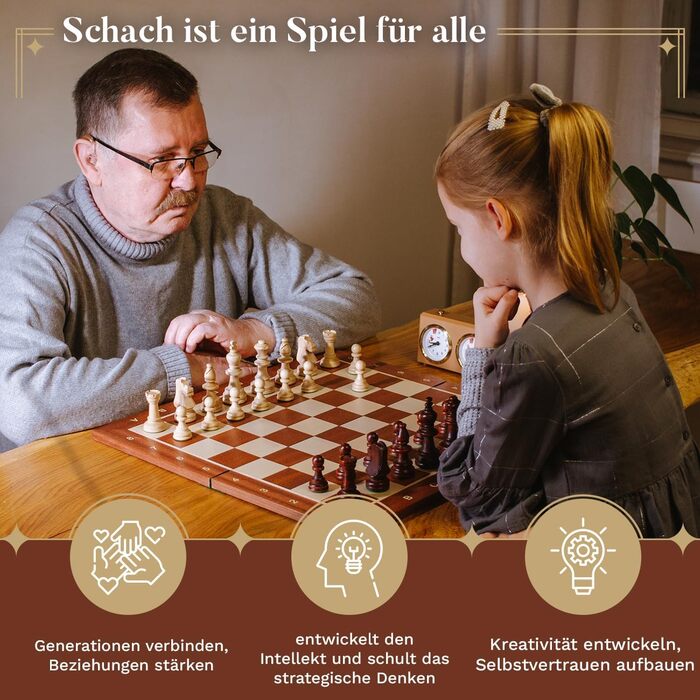 Шаховий набір Intarsien Pearl XL з вишневого дерева | Master of Chess | Шахи 42 см | Класичні шахи для дітей та дорослих - шахове поле та фігури з вишні XL