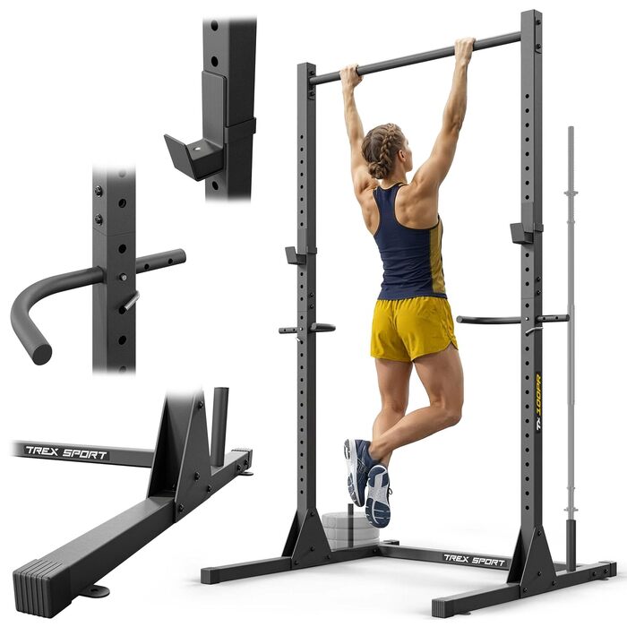 Power Tower TREX SPORT TX-100PR: Силова станція для підтягувань та віджимань, сталевий каркас, до 300 кг, чорний