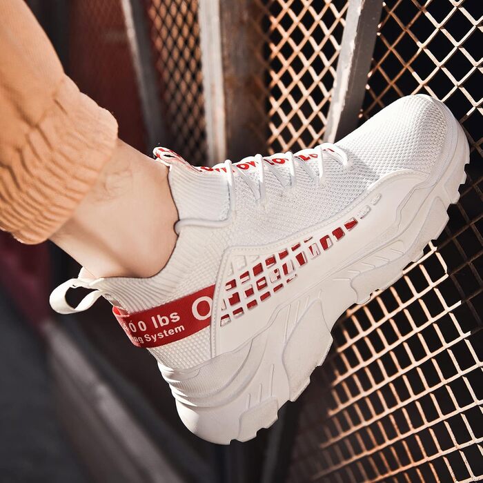 Чоловічі кросівки FUSHITON: дихаючі спортивні, легкі, повсякденні, для вуличної бігуни, мода, фітнес (47 EU, Білий)