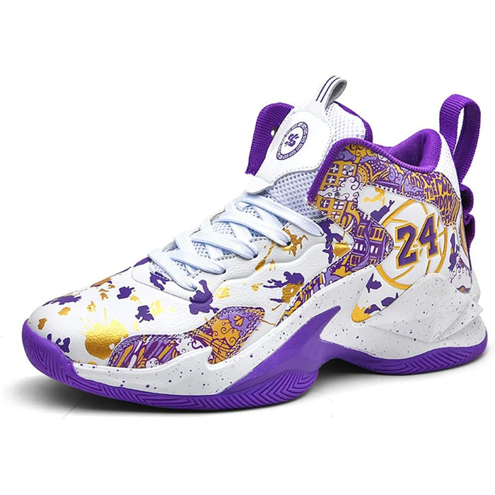 Чоловічі баскетбольні кросівки для гри та тренувань. Зручні, легкі, дихаючі. Високий верх, амортизація. Розмір 40 EU, білий/фіолетовий колір. Модель 692