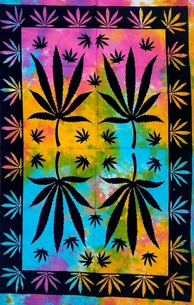 Гобелен настінний з коноплею, постер Cannabis, психоделічний декор для кімнати, бохо стиль, гобелен із зображенням листя марихуани, для гуртожитку, хіпі, Rasta