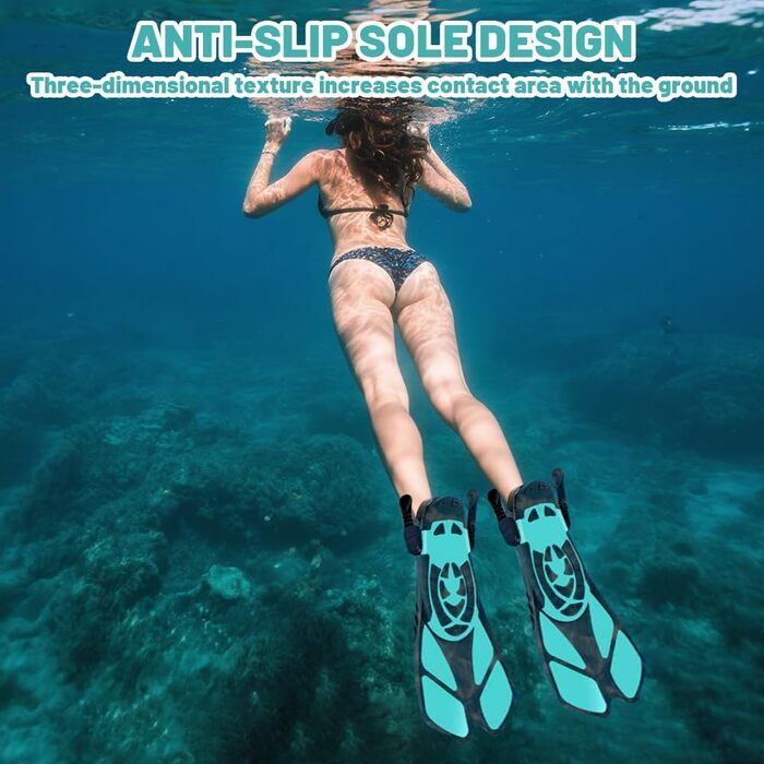 Ласти для плавання Schwimmflossen S/M (36-41) унісекс, регульовані, відкрита п'ята, для снорклінгу, дайвінгу та плавання, блакитні