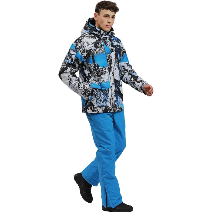 Костюм чоловічий зимовий HOTIAN: комплект куртка та штани для сноубордингу, катання на лижах, походів та альпінізму (L, 2blue+blue)
