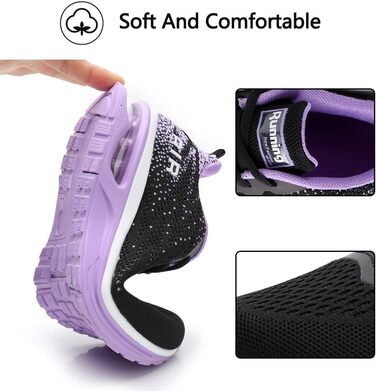 Жіночі кросівки для бігу AFFINEST: дихаючі, з антиковзанням, легкі, амортизуючі, сітчасті, чорно-фіолетові (36 EU)