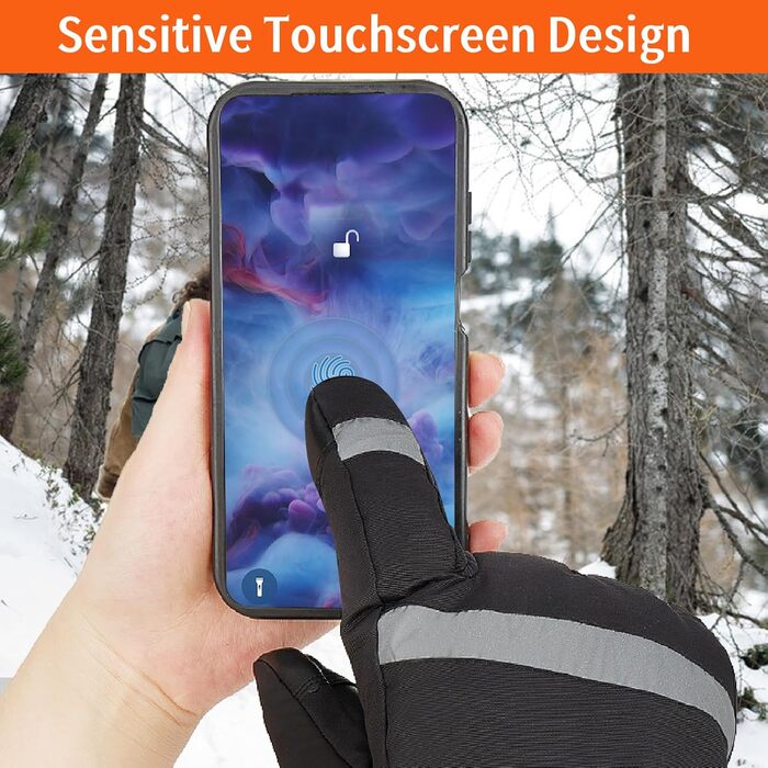 Електричні гріючі рукавички для чоловіків та жінок, 7.4V 5000mAh/6000mAh, сенсорний екран, 3 режими, 45/50/55°C, антиковзкі, для катання на велосипеді, лижах, кемпінгу (чорний, 6000mAh)