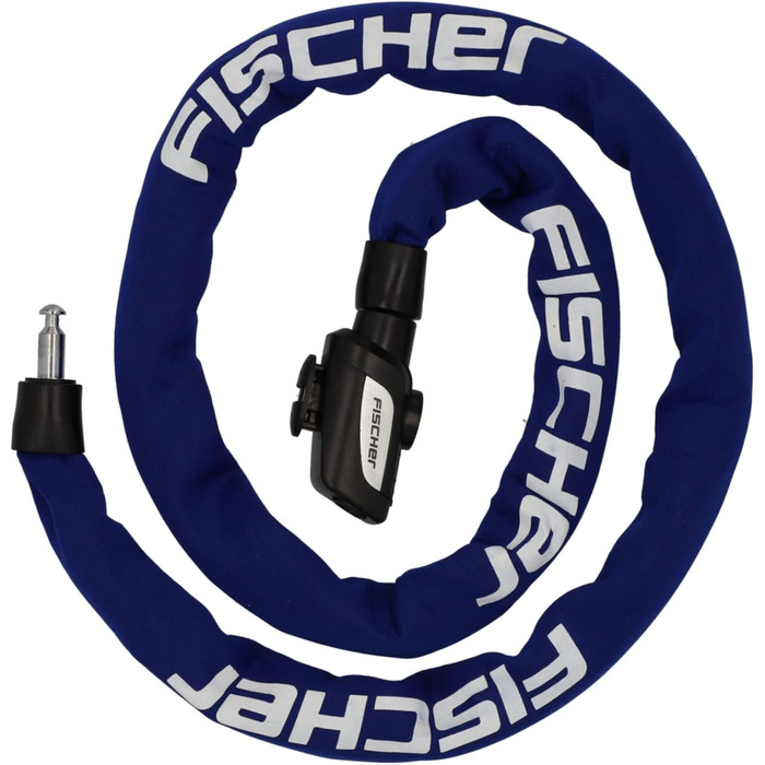Ланцюговий замок для велосипеда та електровелосипеда FISCHER, неопренове покриття, високий рівень захисту від крадіжки, 130 см, синій (2 ключі в комплекті)