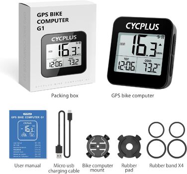 GPS велосипедний комп'ютер CYCPLUS G1, бездротовий велоспідометр, водонепроникний IPX6, лічильник кілометрів, чорний