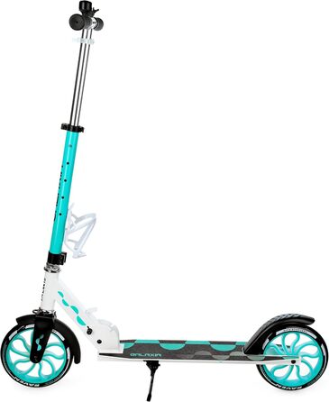Самокат Raven Galaxia White/Mint для дорослих та дітей, складаний, 200 мм, без ручного гальма, з дзвінком і тримачем для пляшки
