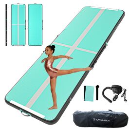 Airtrack CASSILANDO 300x100x10 см - Надувний мат для гімнастики, акробатики та йоги (М'ятний/Чорний)