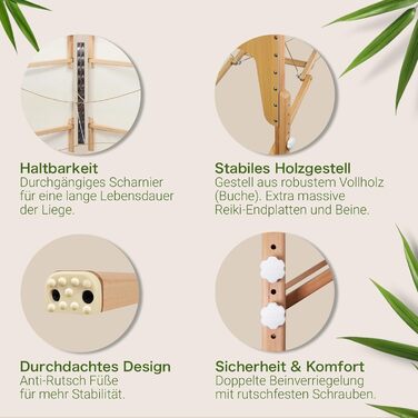 Масажний стіл Zen з круглими кутами, складний та регульований по висоті - професійний масажний стіл з цільного дерева з регульованою спинкою, підголівником, підлокітниками та кишенею (кремовий)