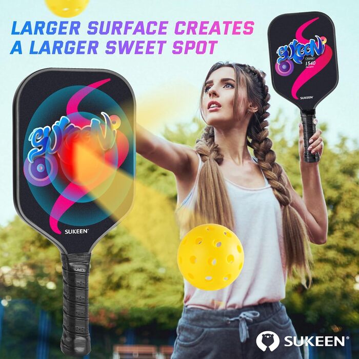 Набір пікбол-ракетки Sukeen: 2 ракетки з фібергласовою поверхнею. Підходить для чоловіків та жінок.
