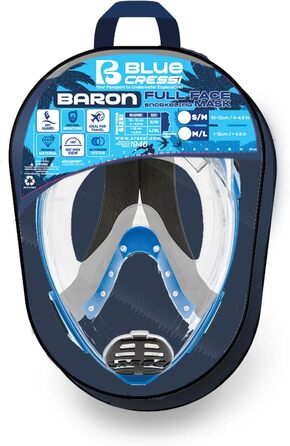 Маска для снорклінгу CRESSI Baron Full Face M/L чорна: повнолицева, антизапітнівальна, з клапаном та трубкою