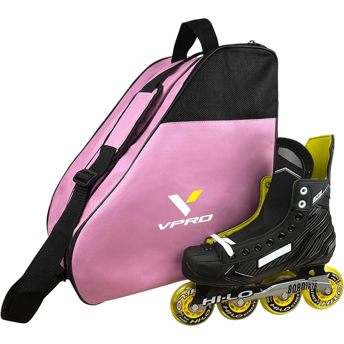 Сумка для ковзанів VPRO: для дітей та дорослих, з ремінцем та блискавкою (рожева)
