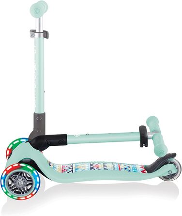 Дитячий триколісний самокат GLOBBER JUNIOR Foldable Fantasy Lights з LED колесами 120/80 мм, ABEC 5, складаний