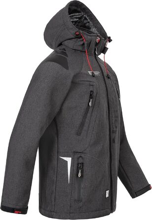 Чоловіча куртка Softshell Geographical Norway Outdoor — водовідштовхуюча функціональна куртка з шапкою Beanie, колір Blended Black, розмір M