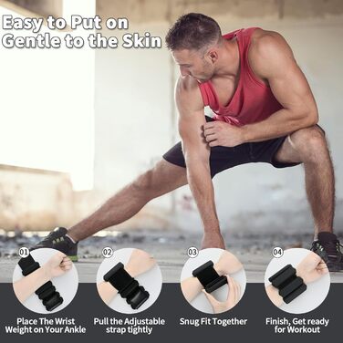 Набір манжет-важків для зап'ястя та щиколоток KOOOGEAR (2 шт., 1 кг) - Рожевий/Чорний, регульовані, для фітнесу, бігу, йоги