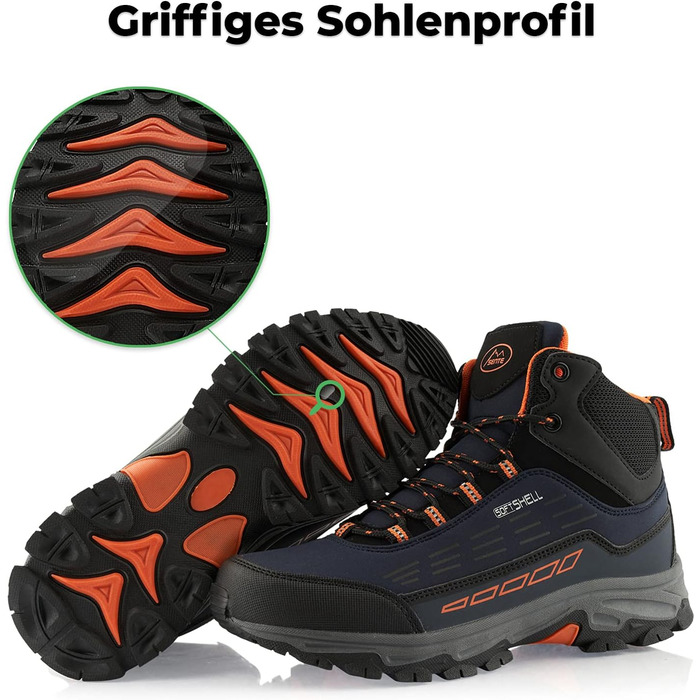 Черевики для ходьби жіночі та чоловічі, зимові, водонепроникні (36 EU, темно-синій, помаранчевий)