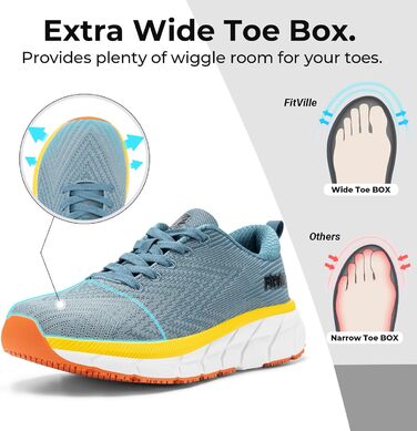 Чоловічі кросівки для бігу FitVille з широкою колодкою, спортивні, легкі, дихаючі, для фітнесу, тенісу, джогінгу та ходьби, розмір 45 EU, блакитні