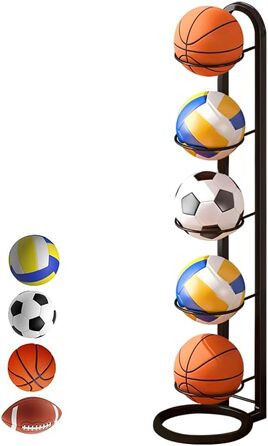 Стельовий органайзер для м'ячів: стійка для зберігання футбольного та баскетбольного м'яча, 5 ярусів, вертикальна, спортивне обладнання