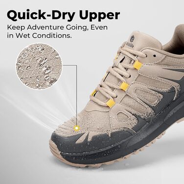 Черевики для хайкінгу FitVille Extra Weit для чоловіків, водонепроникні, трекінгові півчеревики, Outdoor, з підтримкою склепіння стопи, розмір 40-50 (45 EU Weit), світло-коричневий, темно-сірий