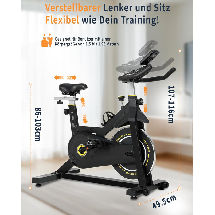 Велотренажер ISE з LCD-дисплеєм та монітором серцевого ритму для дому. Ергометр, фітнес-велосипед, велотренажер з підставкою та регульованим опором