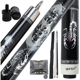 Більярдний кий Billardqueue, 147.3 см, дерево, горіх, клен, наконечник 13 мм, чорний, 20oz