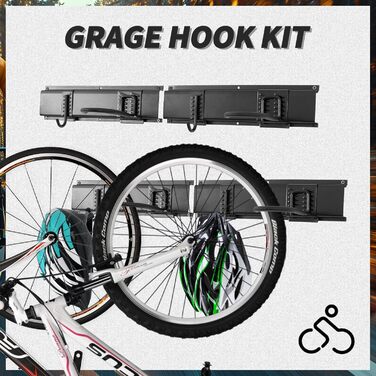 Настінна підставка для велосипедів на 6 велосипедів з гачками для шолома, вантажопідйомність 270 кг, 160 см