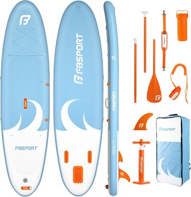 Надувний SUP-борд FBSPORT для дорослих та підлітків: комплект з насосом, веслом та аксесуарами (LightBlue)
