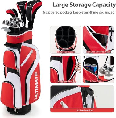 LIFEZEAL Комплект жіночого гольф-сета: ключки, сумка, драйвер, фейрвей, гібрид, айрон (6-9, P), паттер