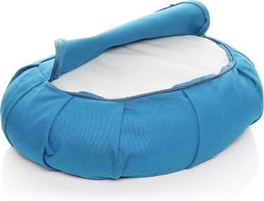 Подушка для йоги та медитації BODYMATE Halbmond 42x30x15 см, блакитна - гречане лушпиння, бавовняний чохол (прати в машині)