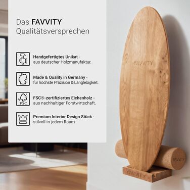 Балансборд з дуба, ручної роботи, FAVVITY® | Сертифікований FSC, з тренувальним додатком | Для дорослих та дітей