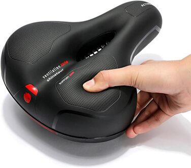 Сідло для велосипеда Yuirshion з Memory Foam, м'яке, комфортне, дихаюче, амортизуюче, для міста та гірських велосипедів, з червоною смугою, підходить для жінок та чоловіків