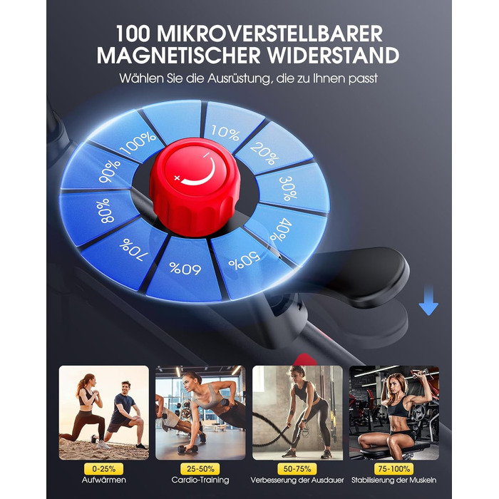 Велотренажер Heimtrainer з APP-трекінгом, магнітний опір, фітнес для дому, комфортне сидіння, безшумний ремінний привід, до 150 кг