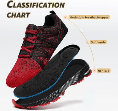 Чоловічі кросівки ASHION для спорту та бігу. Легкі, дихаючі, червоно-чорні, 40 EU