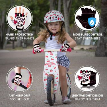 Дитячі велорукавички без пальців Kiddimoto для хлопчиків та дівчаток (S, 2-5 років)