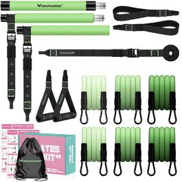Pilates Bar Kit з гумовими стрічками Grün – багатофункціональний тренажер для пілатесу для жінок та чоловіків з міцною металевою пряжкою, обладнання для домашніх тренувань для всього тіла