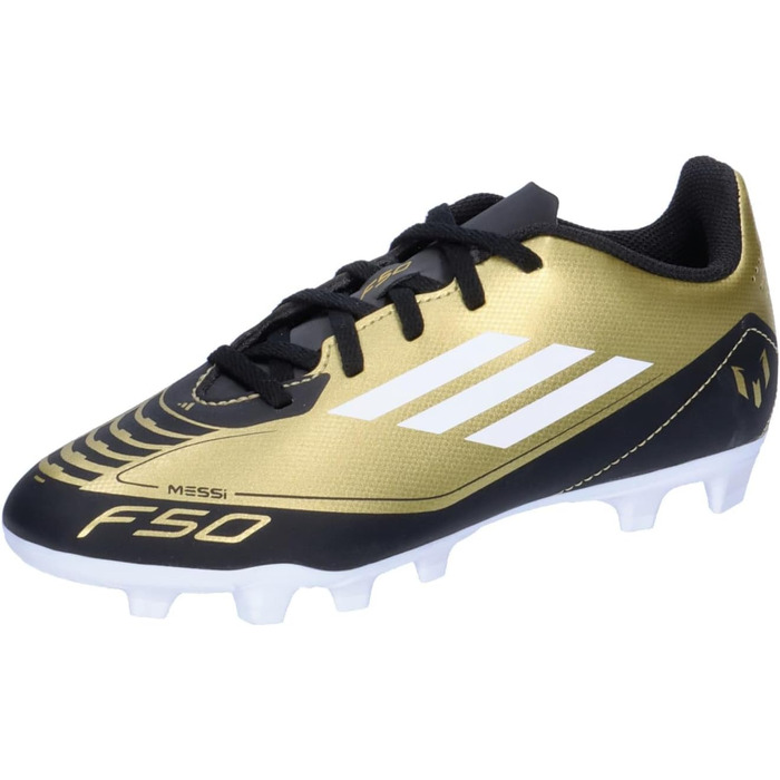 Бутси футбольні adidas F50 Club Messi, гнучка підошва, 42 EU, біло-золото-чорний колір