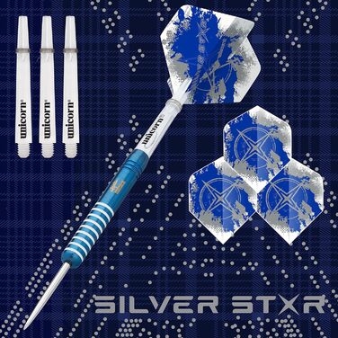 Дротики Unicorn Silver Star Gary Anderson 21 г, сталева вістря, сині