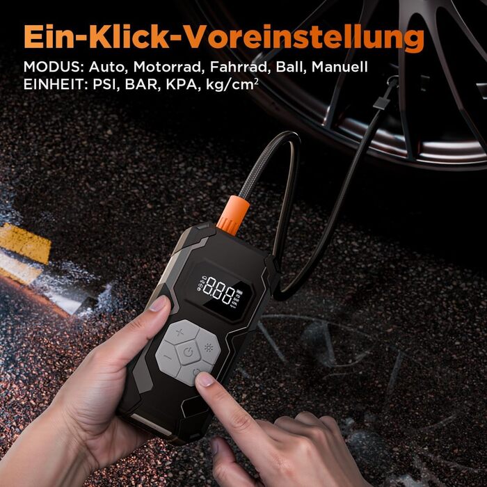 Електричний компресор для шин 150 PSI: насос для авто, велосипеда, мотоцикла, м'ячів (сірий)