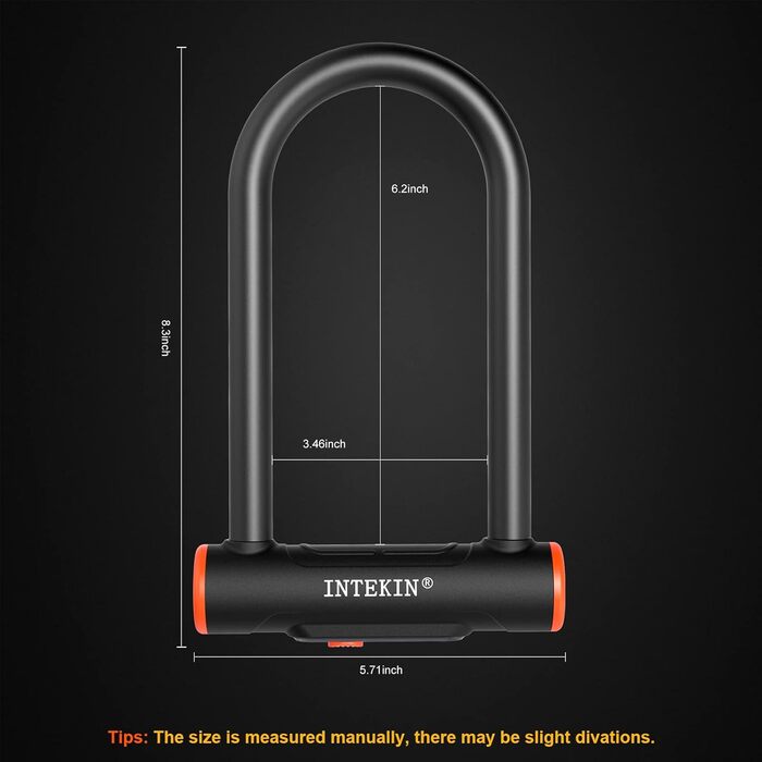 Замок для велосипеда U-подібний, 16 мм, міцний, з кріпленням, чорний, для шосе та гірських велосипедів, мідь