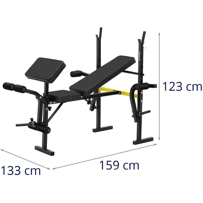 Мультифункціональна лавка для жиму Gymrex GR-TB 51, регульована, до 100 кг, тренувальна штангова лавка, похила лавка