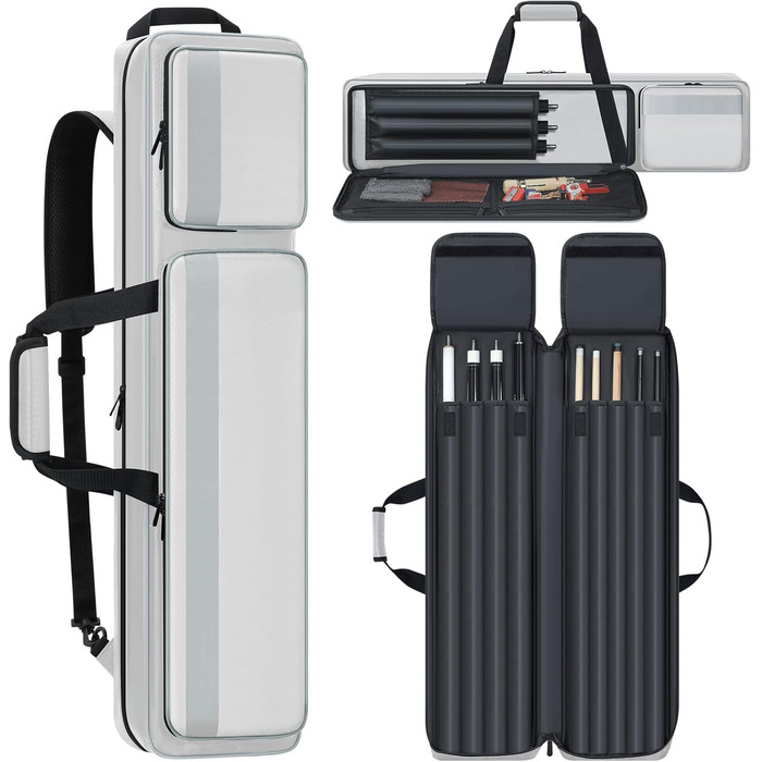 Чохол для більярдних київ Billardstocktasche: м'який, з декількома кишенями для 4 руків'їв та 5 концов, з рюкзак-лямками (сірий)