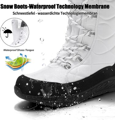 Зимові чоботи для жінок водонепроникні, зручні, теплі, з підкладкою, непромокаючі, зимові черевики, антиковзні, легкі, для піших прогулянок, трекінгу, відпочинку, снігові чоботи, середньої висоти, 37-42 EU (Білий, 41 EU)