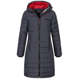Жіноча зимова куртка-пальто Geographical Norway FVS Production H-H, довга стібенена парка, темно-синя, розмір 3XL